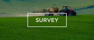Survey- with image of tractor spraying a crop in the background.