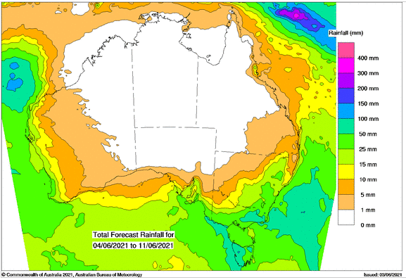 7 day rainfall outlook Australia