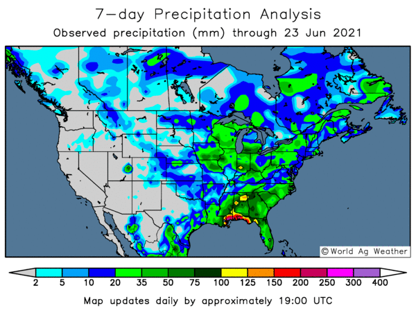 7 day precipitation outlook for North America
