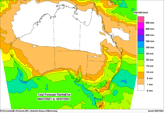 7 day precipitation forecast Australia
