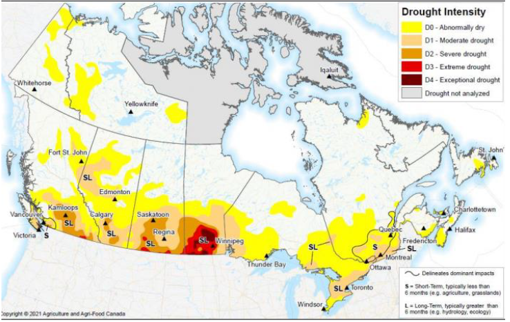 Drought map Canada