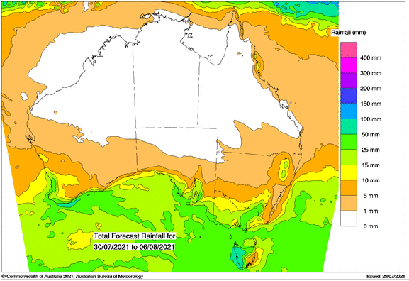 7 day rainfall outlook for Australia