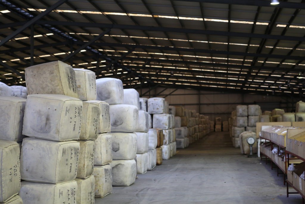 Wool bales in a shed