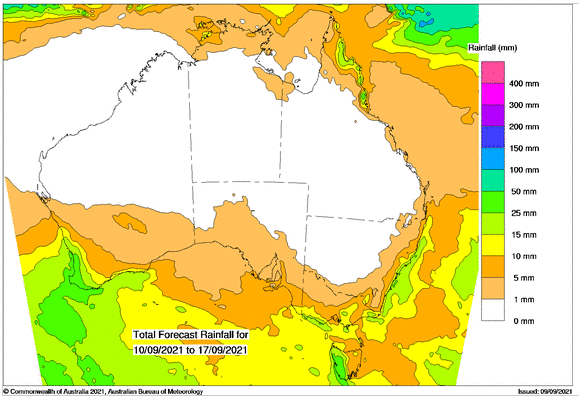 7 day rainfall chart Australia