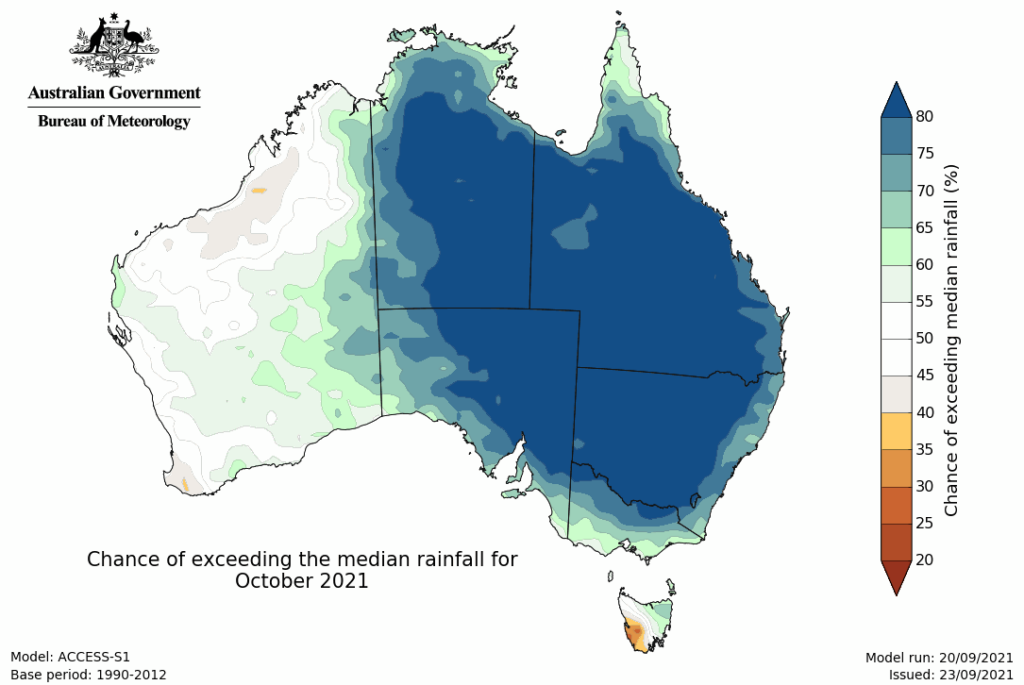 October rainfall outlook, Australia