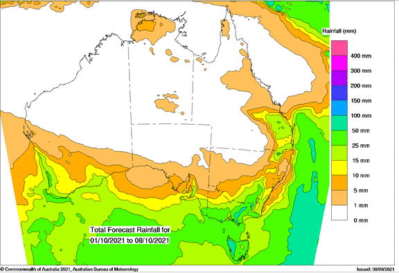 Australia 7 day rainfall outlook