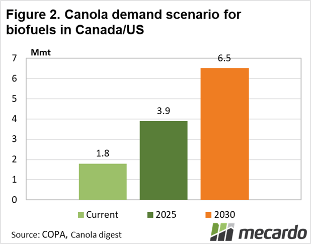 Canola demand scenario for biofuels in Canada/US