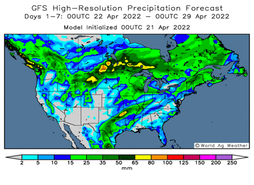 US rainfall map 2022 - 04 - 22