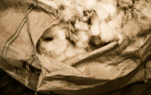 Wool bale bag up close