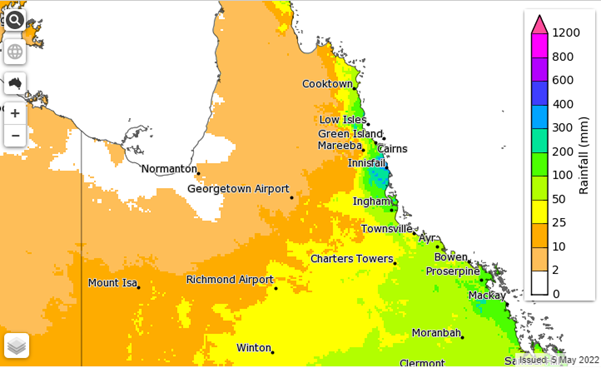 Rainfall outlook far north QLD June to August 2022